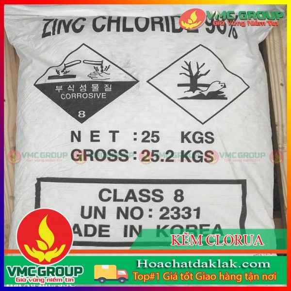 KẼM CLORUA (ZnCl2) 98% BAO 25KG HÀN QUỐC