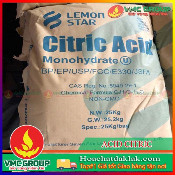 ACID CITRIC MONOHYDRATE BAO 25KG TINH THỂ TRẮNG TRONG SUỐT VỊ CHUA XUẤT XỨ TRUNG QUỐC