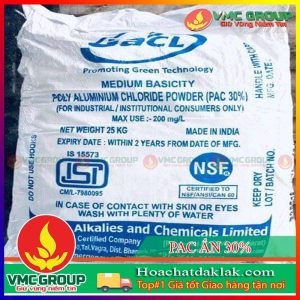 CHẤT TRỢ LẮNG POLY ALUMINIUM CHLORIDE- PAC ẤN ĐỘ 30% BAO 25KG XUẤT XỨ ẤN ĐỘ